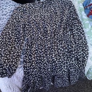 black and white floral dress